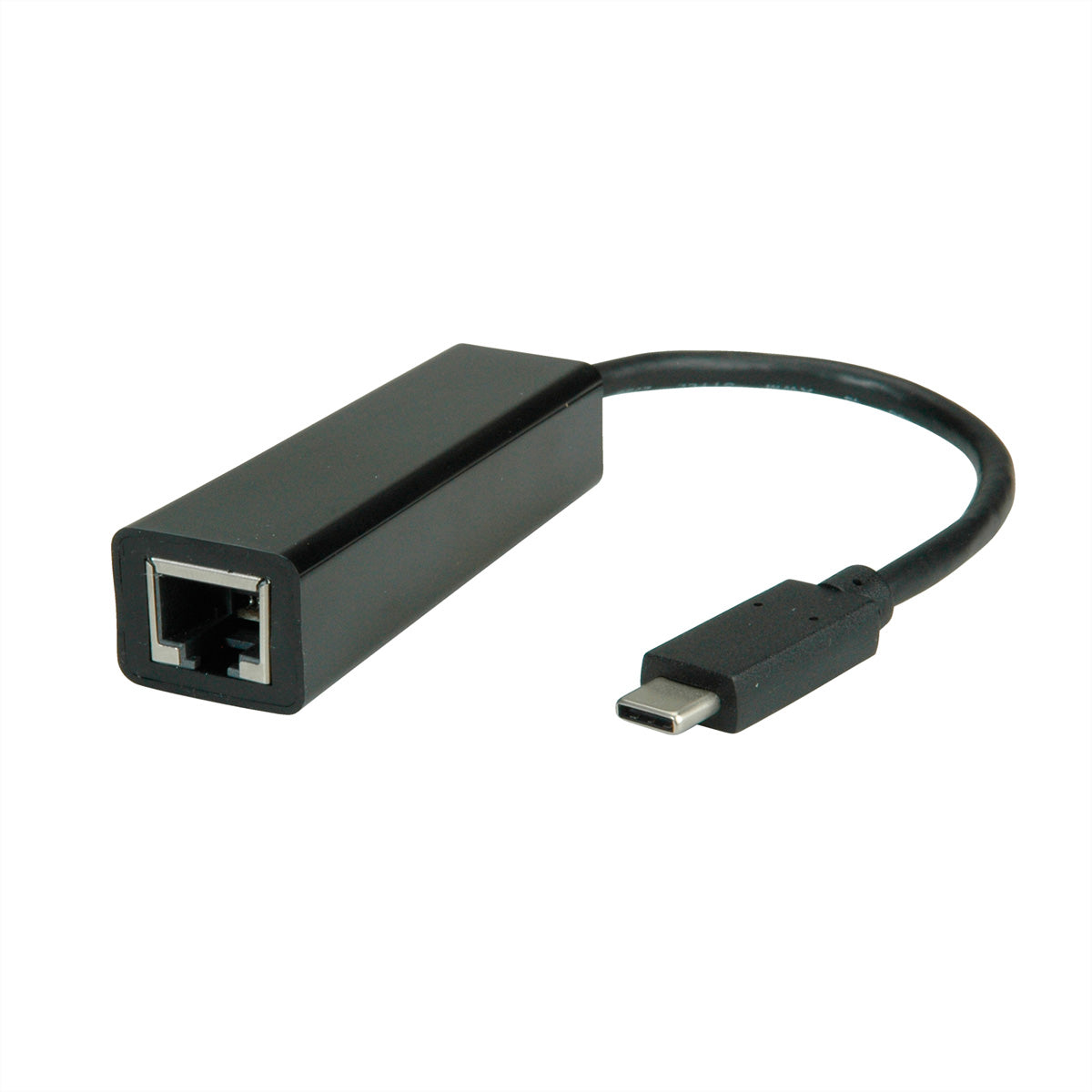 VALUE Netzwerkadapter USB-C zu RJ-45 – Gigabit (1 Gbit/s), 0,1 m – Schwarz