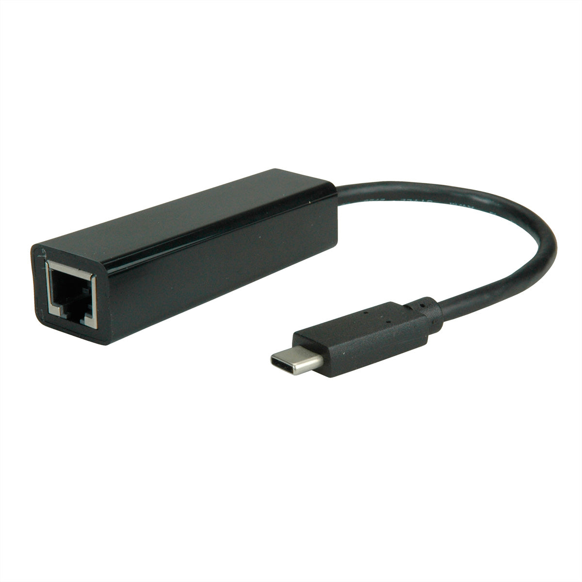 VALUE Netzwerkadapter USB-C zu RJ-45 – Gigabit (1 Gbit/s), 0,1 m – Schwarz