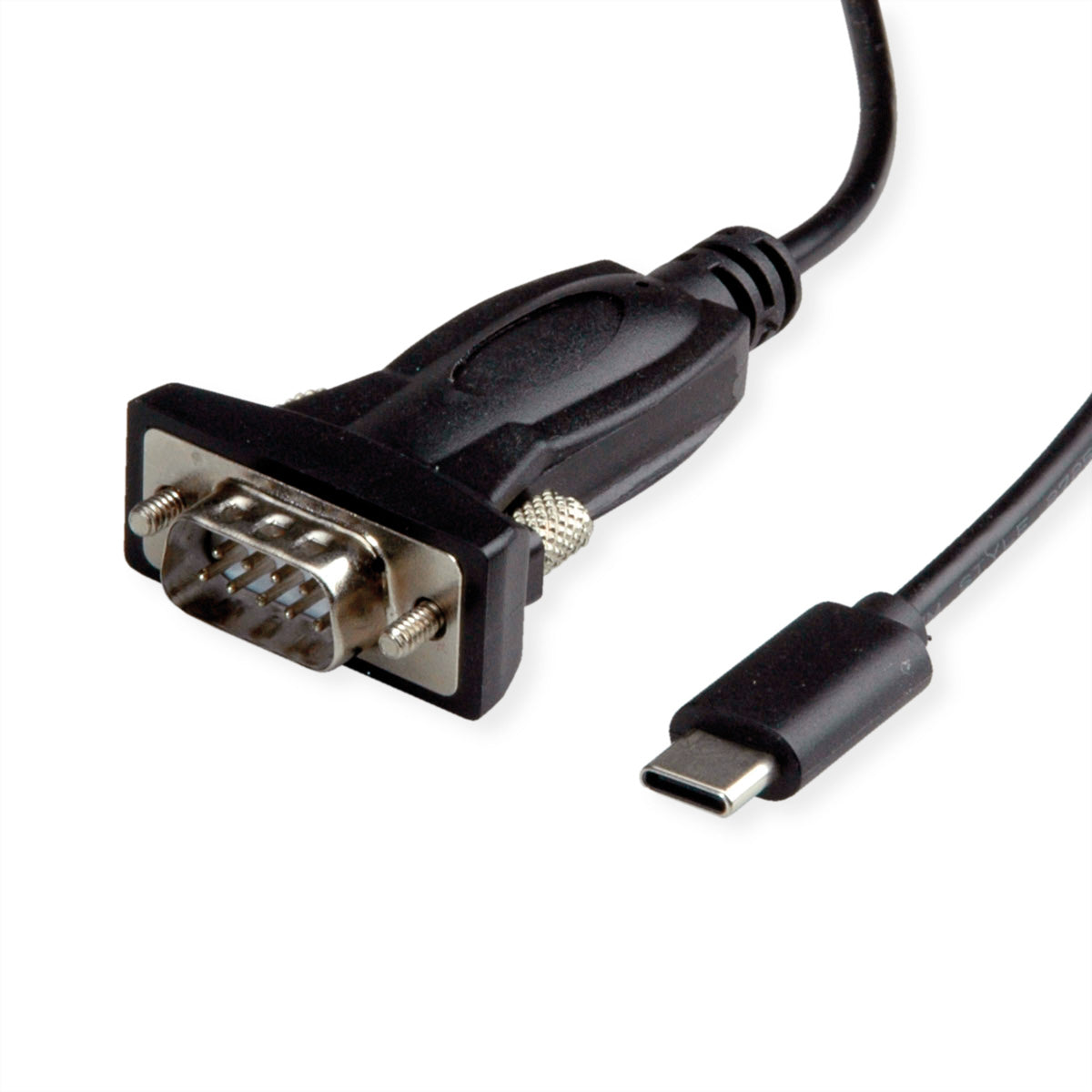 VALUE USB Seriell Konverter USB-C zu RS232 (DB9/DB25) – 1,8 m, USB 2.0/1.1 – Schwarz