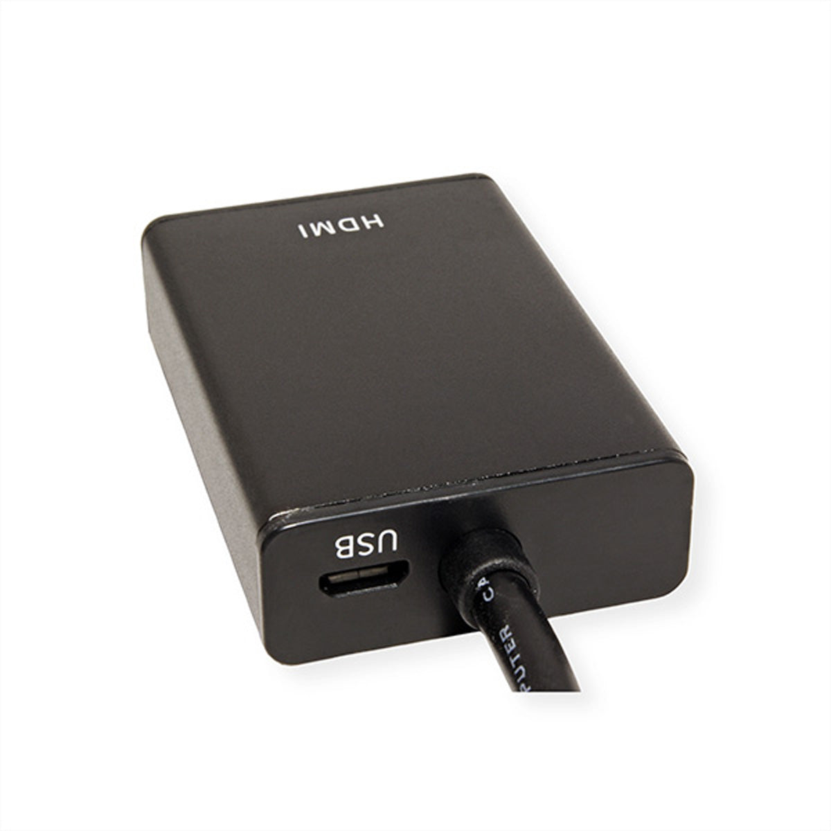 VALUE Adapter VGA zu HDMI – bis 1920 × 1200 @ 60 Hz, 0,15 m, Micro-B USB Strom, Audio eingebettet – Schwarz