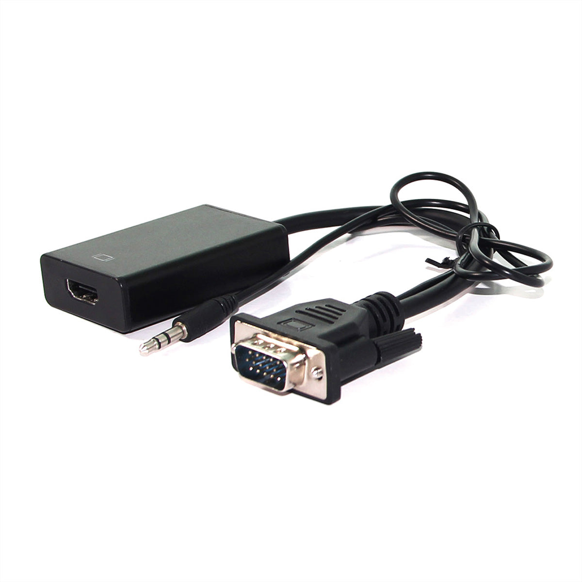 VALUE Adapter VGA zu HDMI – bis 1920 × 1200 @ 60 Hz, 0,15 m, Micro-B USB Strom, Audio eingebettet – Schwarz