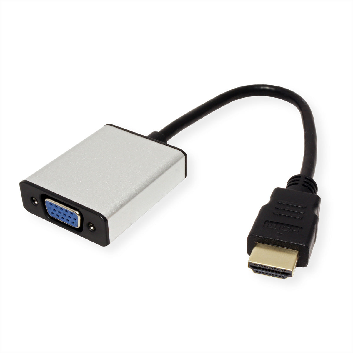 VALUE HDMI-zu-VGA-Adapter – 1920 × 1200 @ 60 Hz, 3,5 mm Stereo-Audio, Strom via USB-A zu Micro-B, 0,15 m