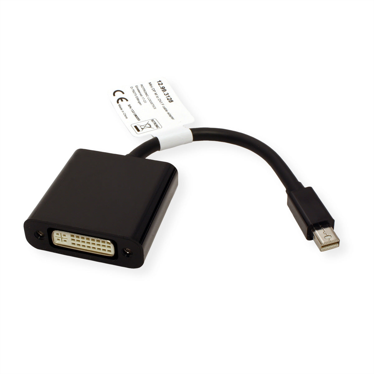 VALUE Mini DisplayPort zu DVI Adapter – 1920 × 1200/1920 × 1080 @ 60 Hz, DVI-D (Dual-Link), 0,15 m, Schwarz
