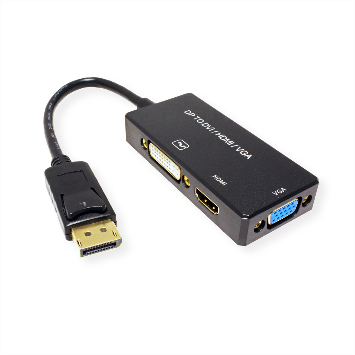 VALUE DisplayPort-Adapter DisplayPort zu VGA/DVI/HDMI – 4K (3840 × 2160) @ 30 Hz, aktiv, 0,1 m – Schwarz