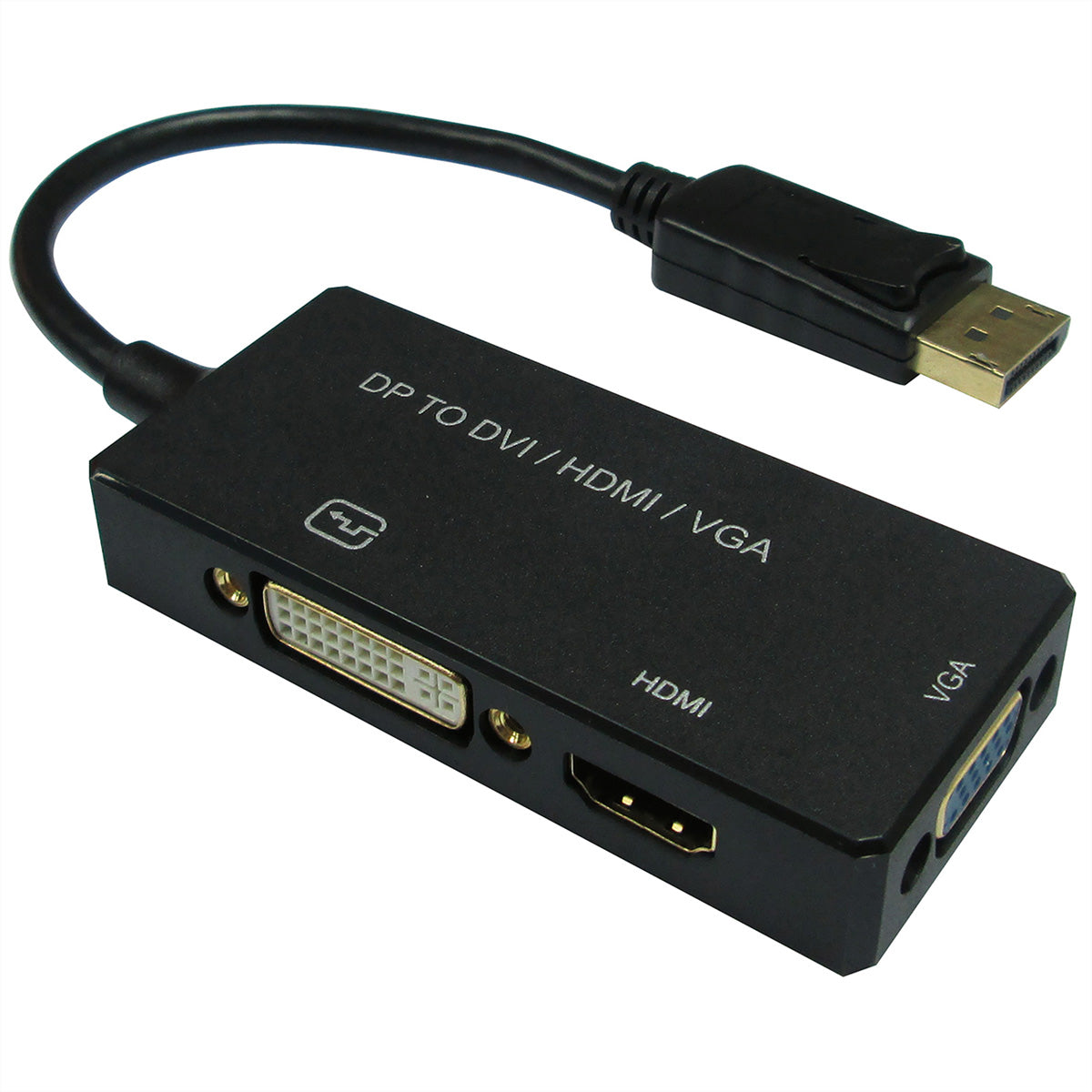 VALUE DisplayPort-Adapter DisplayPort zu VGA/DVI/HDMI – 4K (3840 × 2160) @ 30 Hz, aktiv, 0,1 m – Schwarz