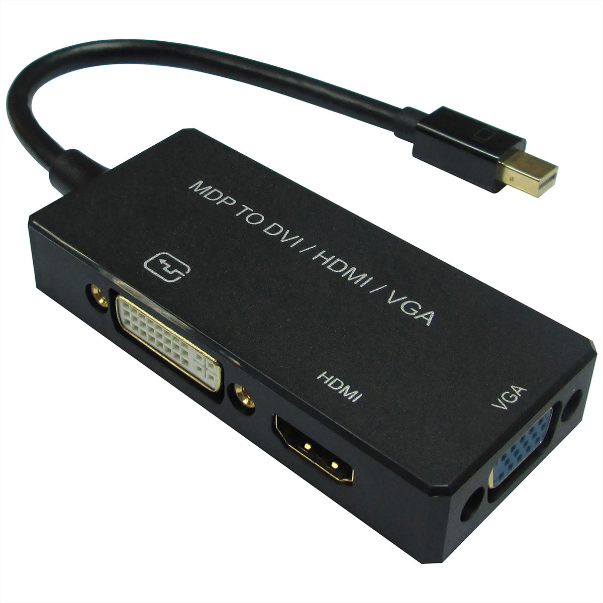 VALUE Mini DisplayPort zu VGA/DVI/HDMI Adapter – 4K (3840 × 2160) @ 60 Hz, DisplayPort 1.2, 0,1 m, Schwarz