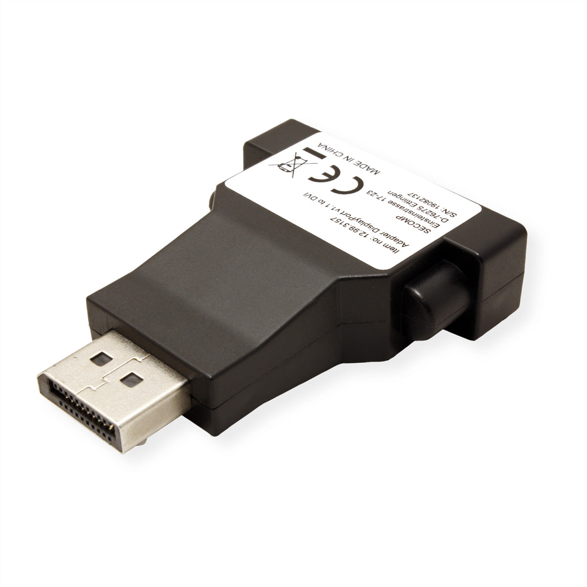 VALUE DisplayPort zu DVI Adapter – 1920 × 1200 @ 60 Hz, DVI-D Dual-Link, 0,15 m, passiv, schwarz