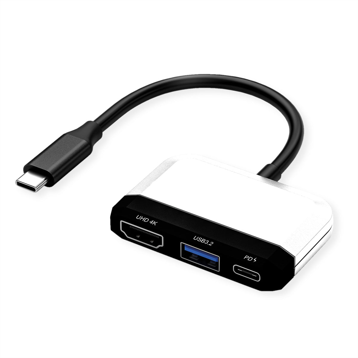 VALUE USB-C zu HDMI Adapter – 4K (3840 × 2160) @ 30 Hz, 1× HDMI, 1× USB-A (USB 3.2 Gen 1), 10 cm, PD