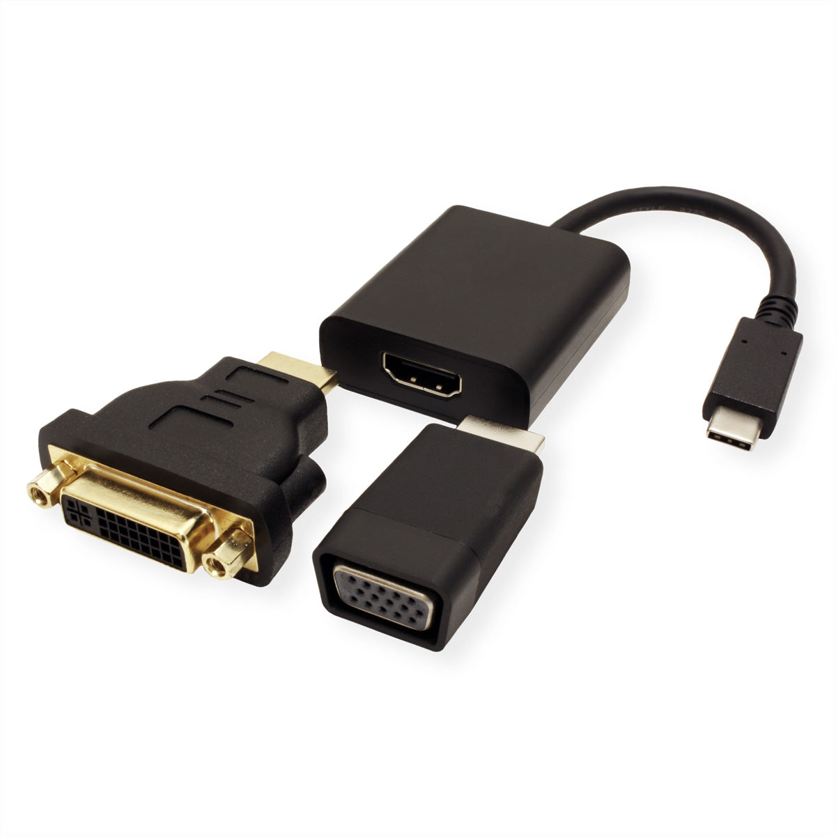 VALUE USB-C zu VGA/HDMI/DVI Adapter – 4K (3840 × 2160) @ 60 Hz, 0,1 m, DP Alt Mode