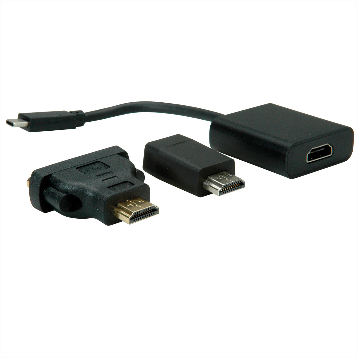 VALUE USB-C zu VGA/HDMI/DVI Adapter – 4K (3840 × 2160) @ 60 Hz, 0,1 m, DP Alt Mode