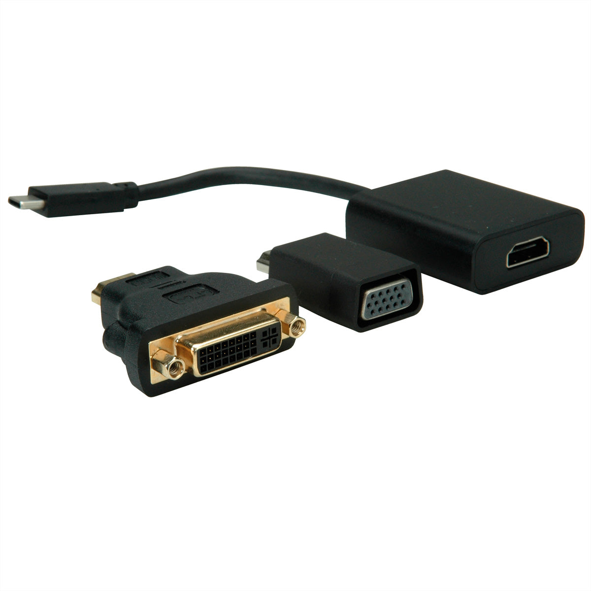 VALUE USB-C zu VGA/HDMI/DVI Adapter – 4K (3840 × 2160) @ 60 Hz, 0,1 m, DP Alt Mode