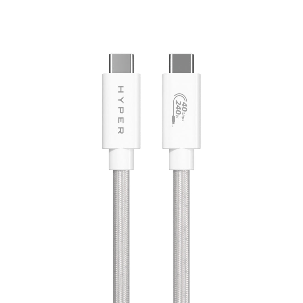 HYPER USB-C auf USB-C Kabel – USB4 40 Gbit/s – 1,2 m – PD 240 W – Geflochten – Weiss