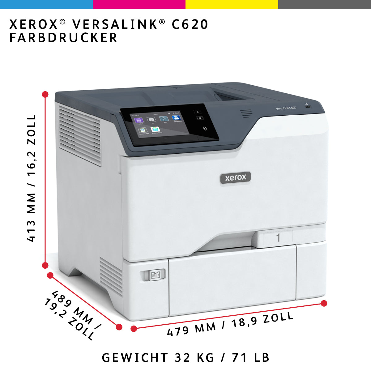 Xerox VersaLink C620 – Farbe, A4, Duplex, LAN, USB, 52 ppm, AirPrint, Mopria