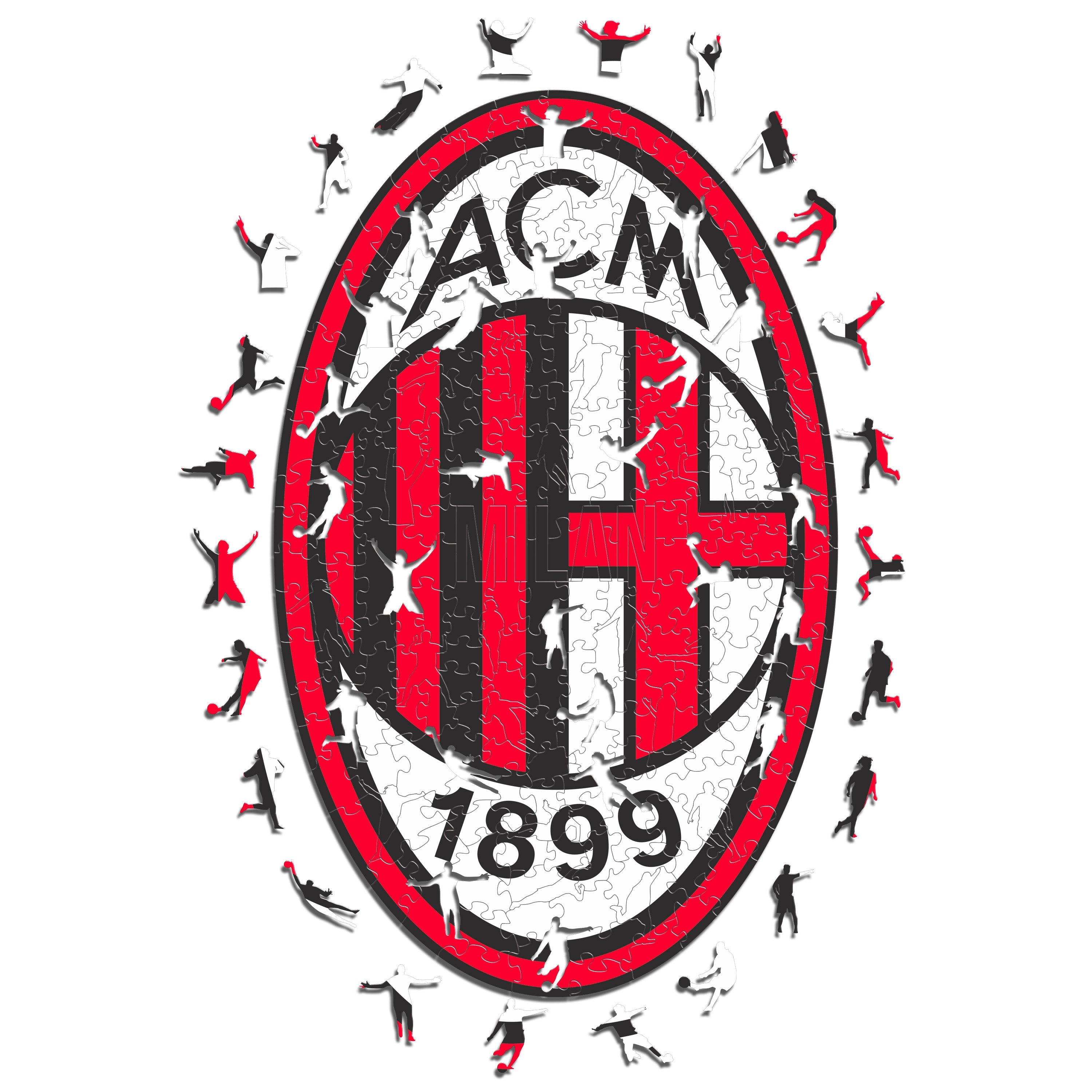 Iconic Puzzles Puzzle AC Milan – 270 Teile – 37,5 × 37,5 cm – ab 10 J. – Holz