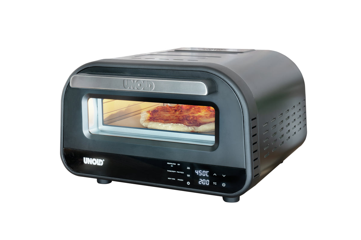 Unold Pizzaofen Don Luigi 68815 – 1 Pizza, Ø 30 cm, 1700 W – schwarz/edelstahl