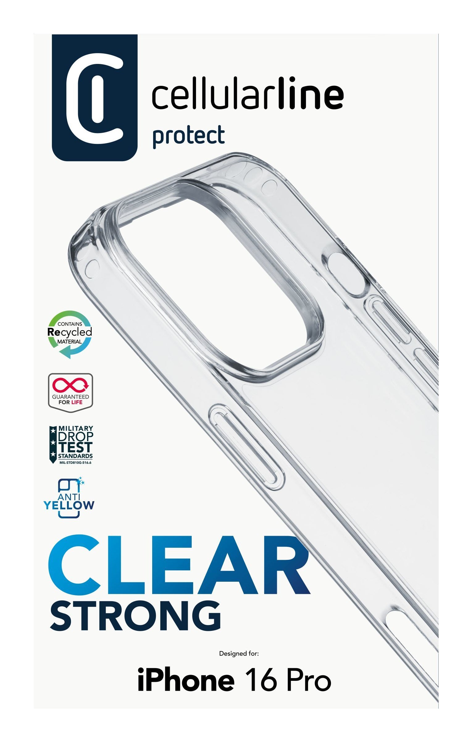 Cellularline Backcover – für Apple iPhone 16 Pro – transparent
