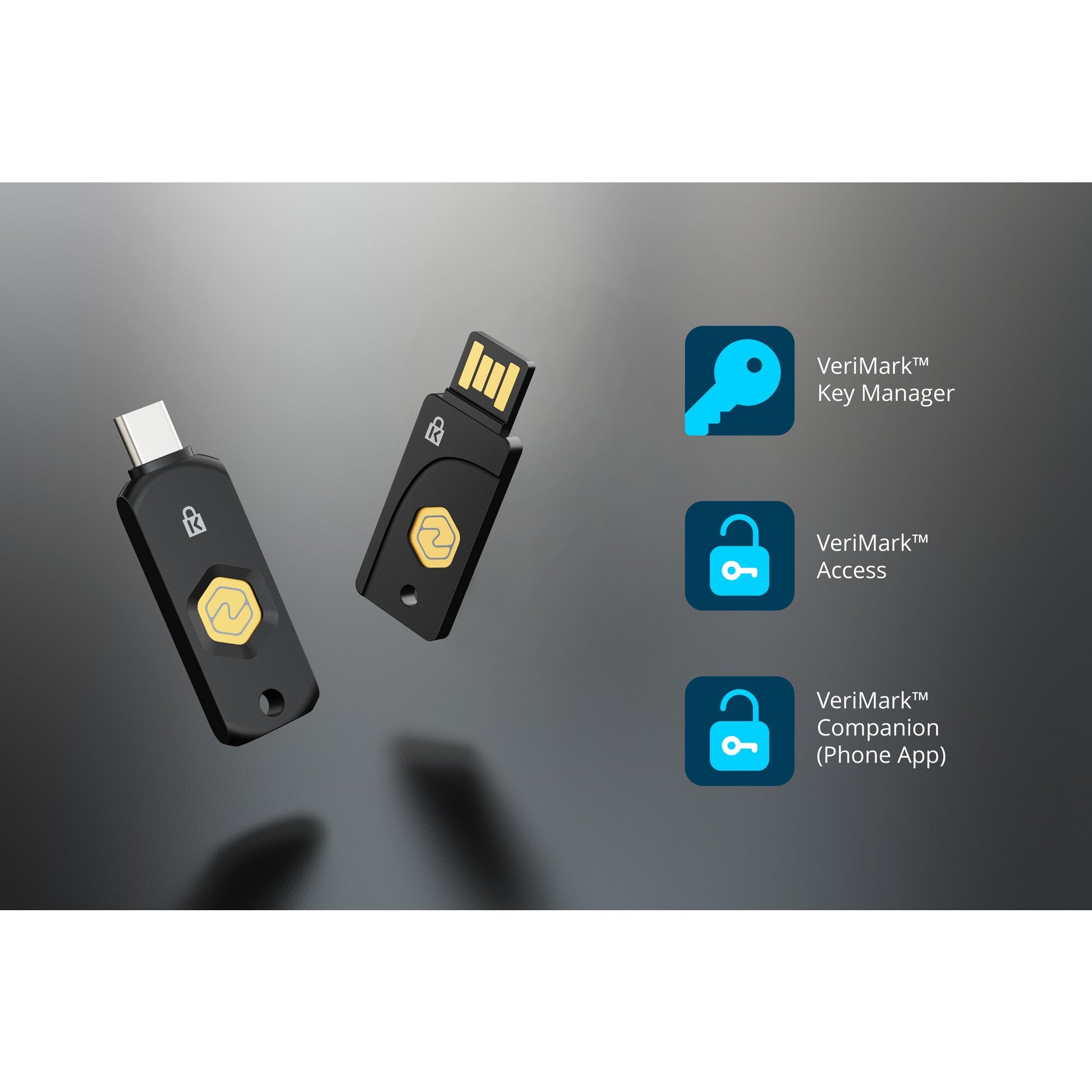 Kensington USB-Adapter – USB-A (Stecker) – VeriMark NFC+ – FIDO2 Level 2 – für Windows, Mac