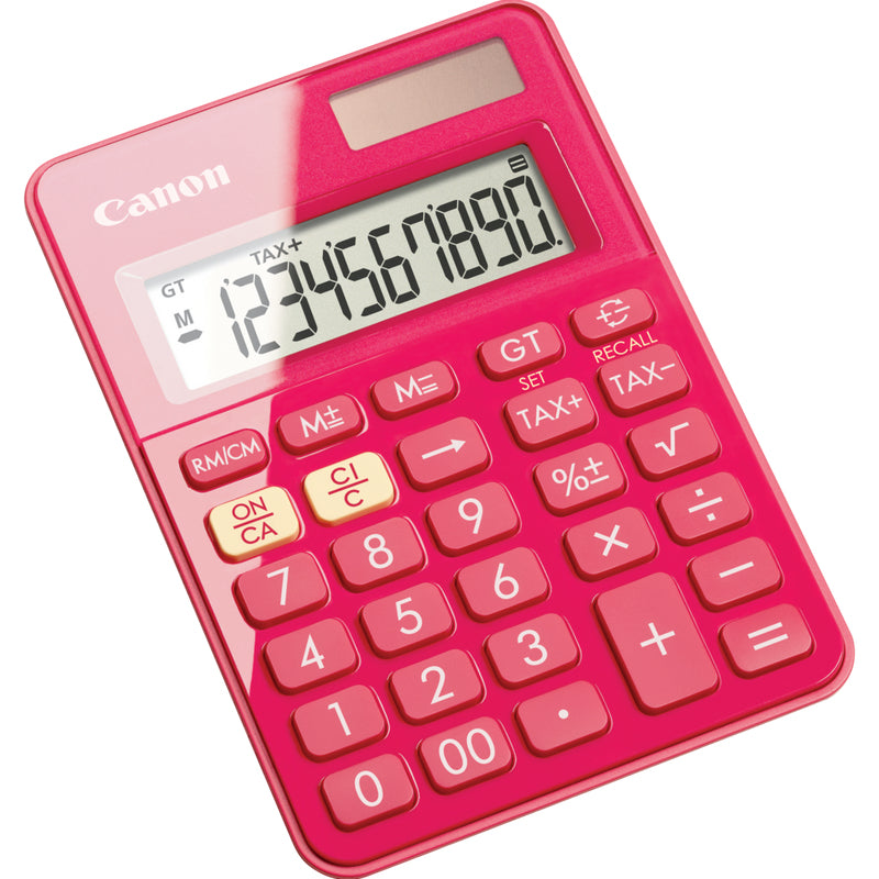 Canon Tischrechner LS-100KB – 10-stellig, LCD, Solar + Batterie, pink, 83×119×22 mm