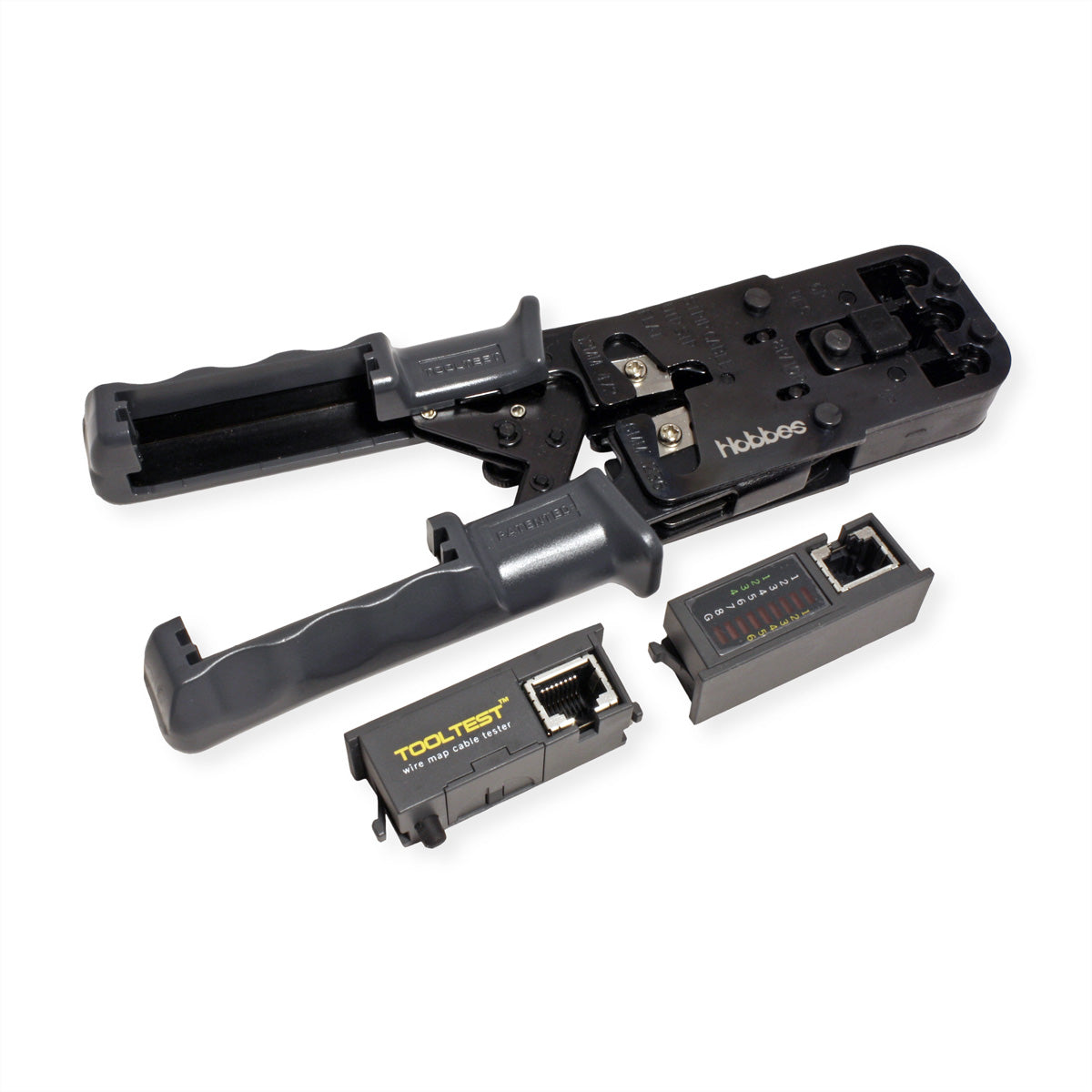 HOBBES Tooltest – Netzwerk-Kabeltester – RJ45, LED-Anzeige, 3× LR44, für UTP/STP