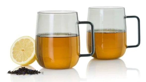 AdHoc Teetasse Yuna – 2er Set, 560 ml, Ø 9,0 cm, Borosilikatglas, Hellgrau, spülmaschinenfest, hitzebeständig