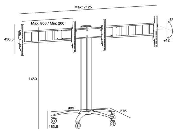 Multibrackets Displayständer 145 Dual – Displayständer, fix, höhenverstellbar, für 46", VESA 800×400, bis 70 kg