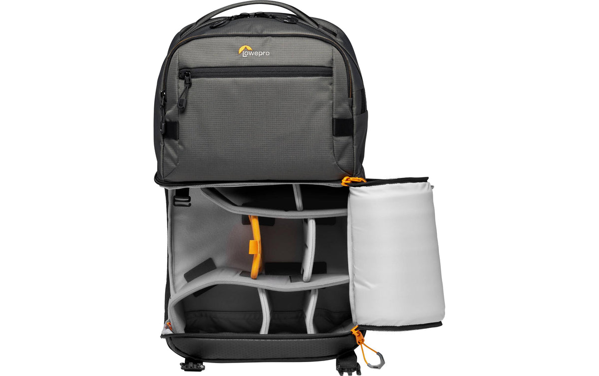 Lowepro Kamerarucksack Fastpack PRO BP 250 AW III – 25 l, grau – Regenhülle – für Systemkameras