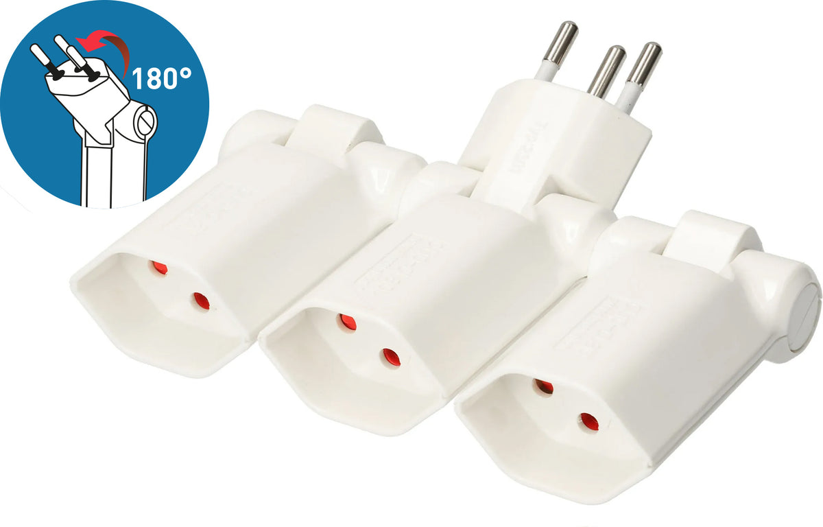 Max Hauri AG clip-clap Abzweigstecker – 3× Typ 13, Stecker T12, 230 V, 10 A, erhöhter Berührungsschutz