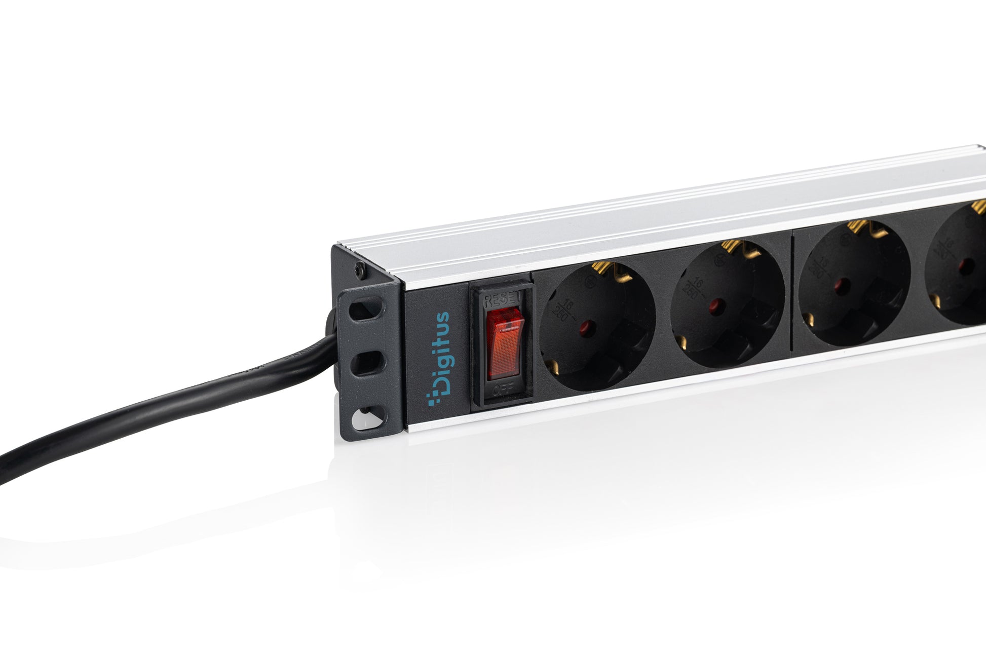 Digitus Rack-PDU – 1U horizontal, 4× Typ F, 2 m, mit Schalter, 230–250 V/16 A, 4000 W