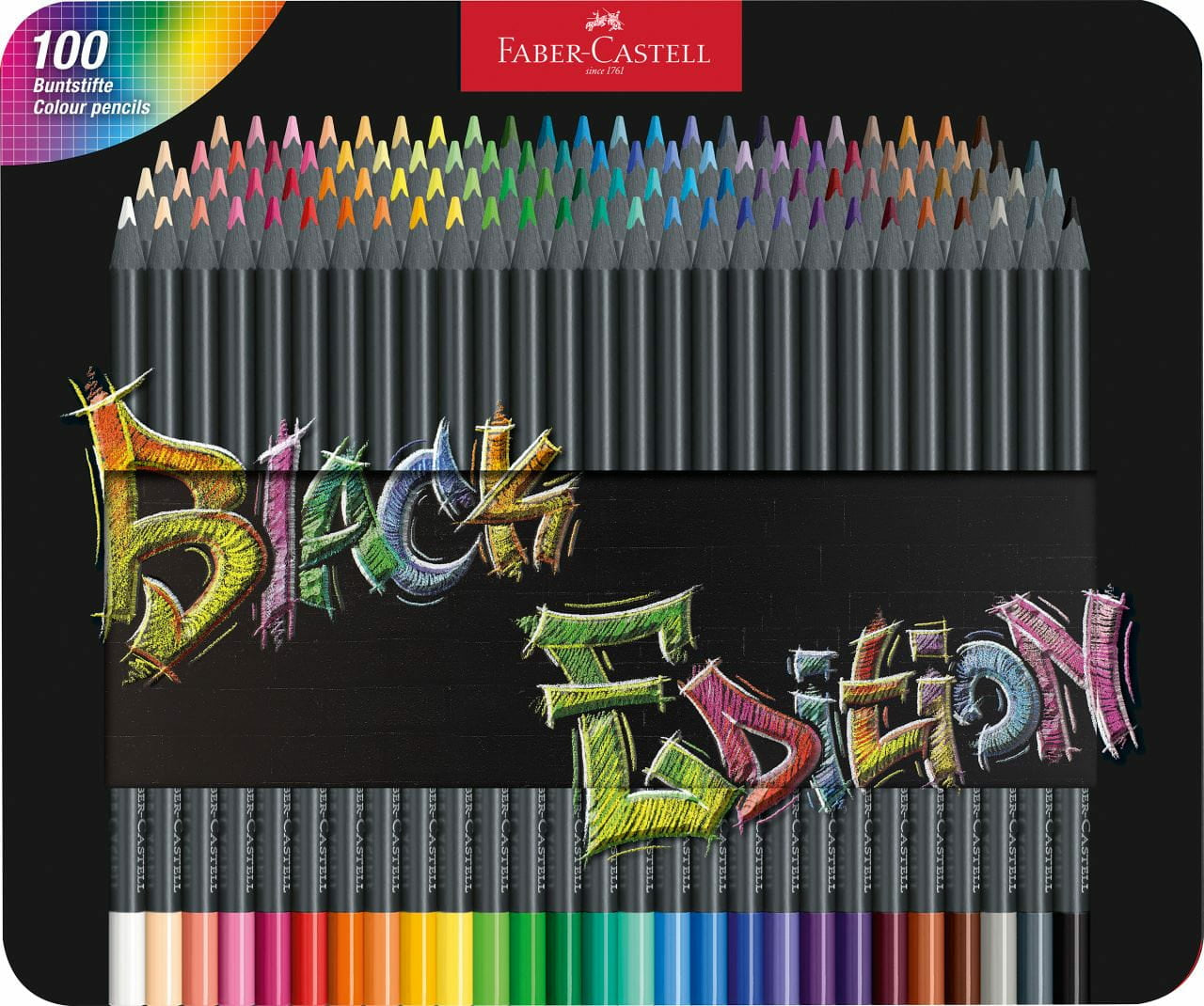 Faber-Castell Buntstifte – 100 Farben, im Metalletui, Ø 3 mm, dreikantig, FSC