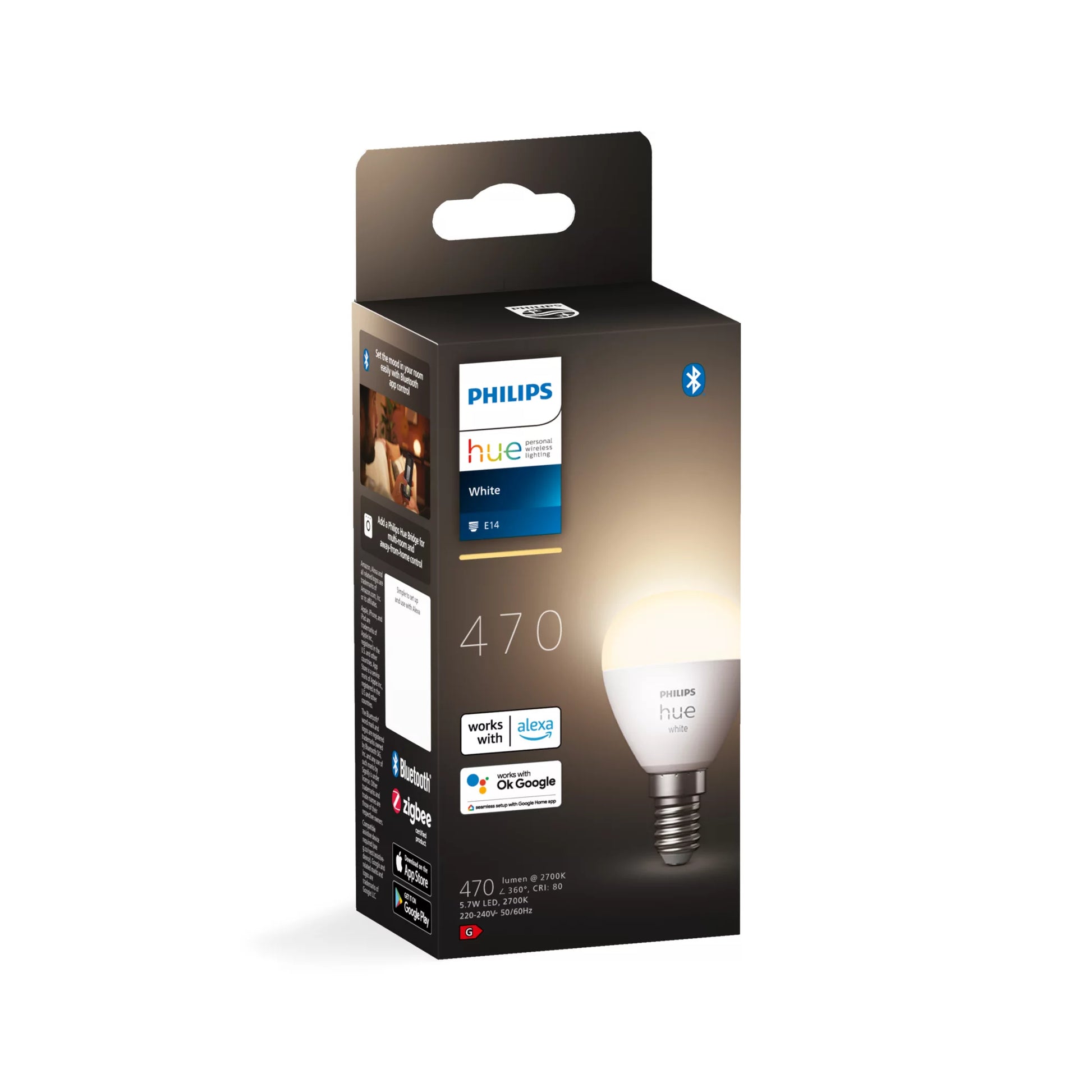 Philips by Signify Philips Hue Smart-Leuchtmittel E14 – 470 lm, 2700 K, App-Steuerung, dimmbar
