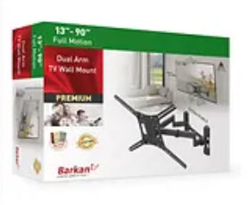 Barkan Mounting Systems Barkan WH-464-SW – Wandhalterung, schwenkbar, drehbar, bis 90", VESA 75×75–600×400, bis 60 kg, schwarz
