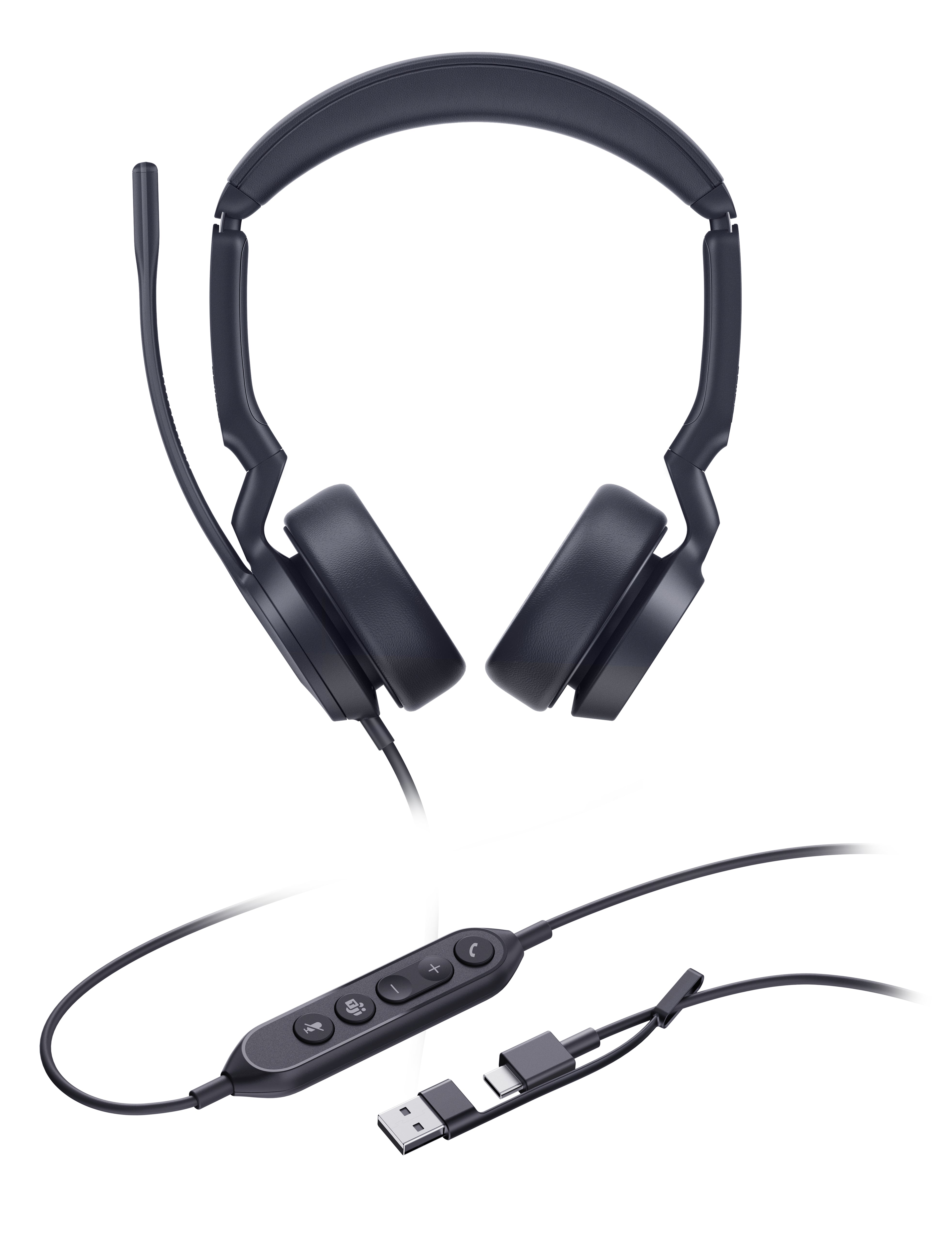 Yealink UH44 Dual Teams USB-C/A Office-Headset – On-Ear, Stereo, Kabelgebunden, USB-C/USB-A, mit Tragetasche, Schwarz