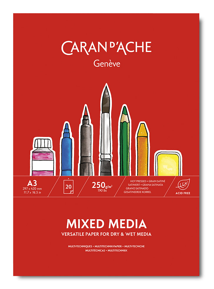 Caran d-Ache Caran d'Ache – Skizzenblock, Papier, 29,7 × 42 cm, weiss, 20 Blatt