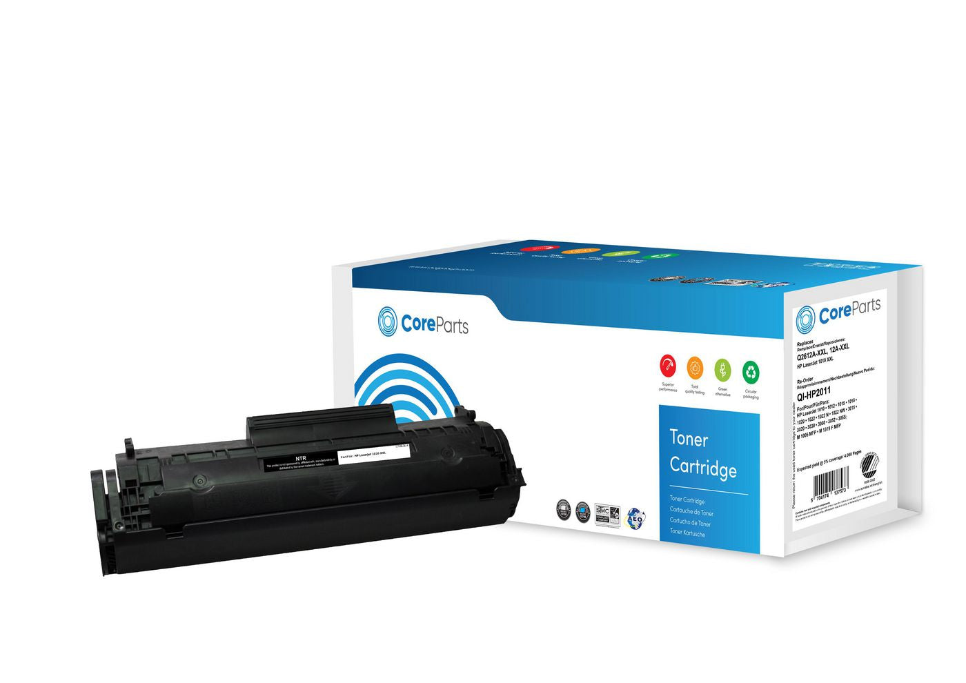 CoreParts Q2612A-XXL Schwarz Toner – Kompatibel XXL – 4'000 Seiten – für HP LaserJet 1010/1012/1015 u. a.