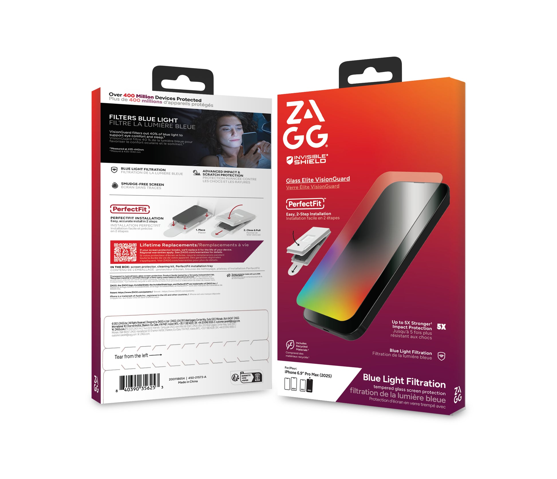 ZAGG Displayschutz (Panzerglas), Blaulichtfilter – für iPhone 17 Pro Max – mit Applikator