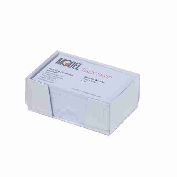 Model Visitenkarten-Box – 87 × 56 × 35 mm, weiss, Karton, Aussparung, transparenter Deckel – 1 Stk., ab 20 Stk.