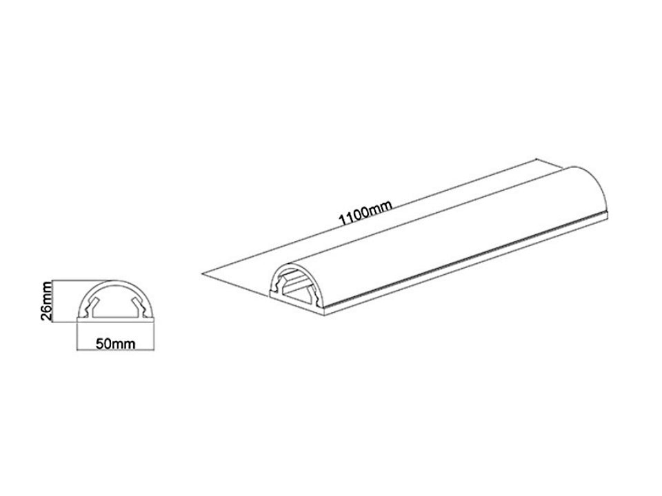 Multibrackets 1356 Kabelbrücke – 1,1 m – Aussen 50×28 mm, Aluminium, Weiss