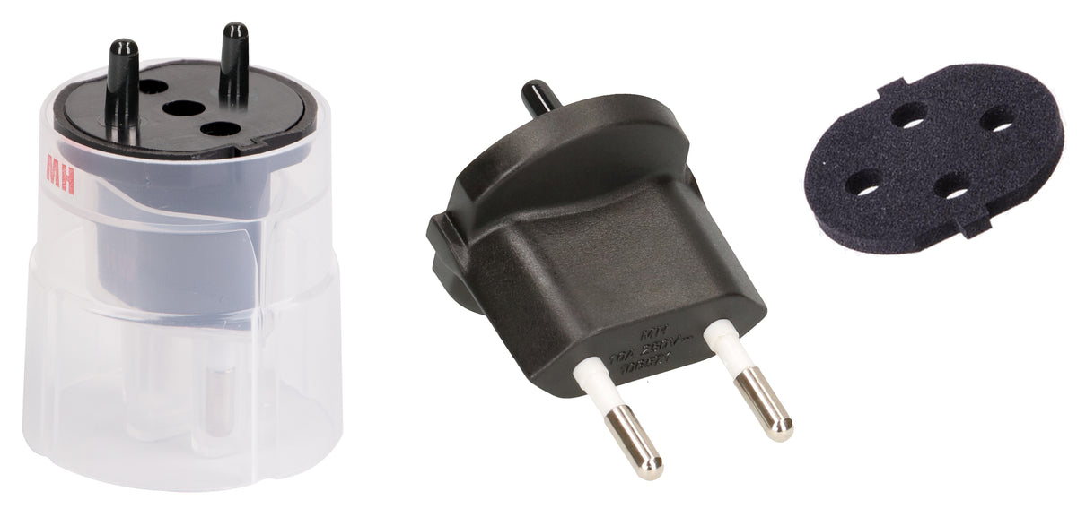 Max Hauri AG Fixadapter Konturenstecker CEE 7/17 zu Typ 11 – 10 A, 230 V, 2-polig, mit Dichtung