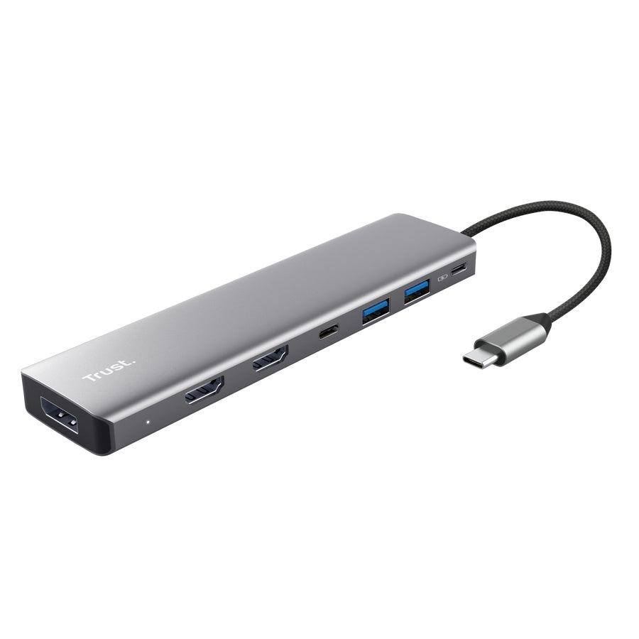 Trust USB-C Multiport-Adapter – 3× HDMI + 2× USB-A + 2× USB-C, USB 3.2 Gen 1, für Windows/Mac/ChromeOS