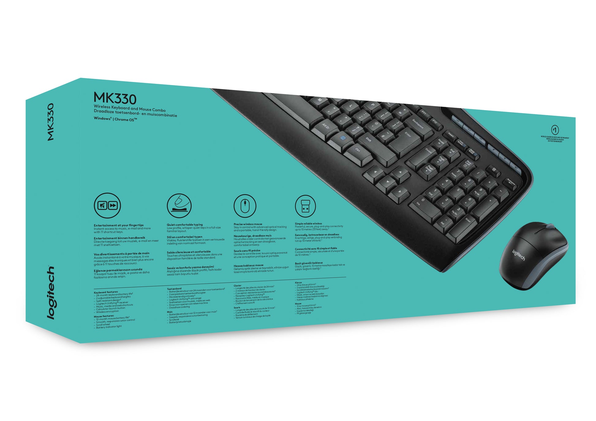 Logitech MK330 – Tastatur-Maus-Set – 100% – 2,4 GHz USB-A (Unifying-Empfänger) – QWERTY (US-INT) – Schwarz