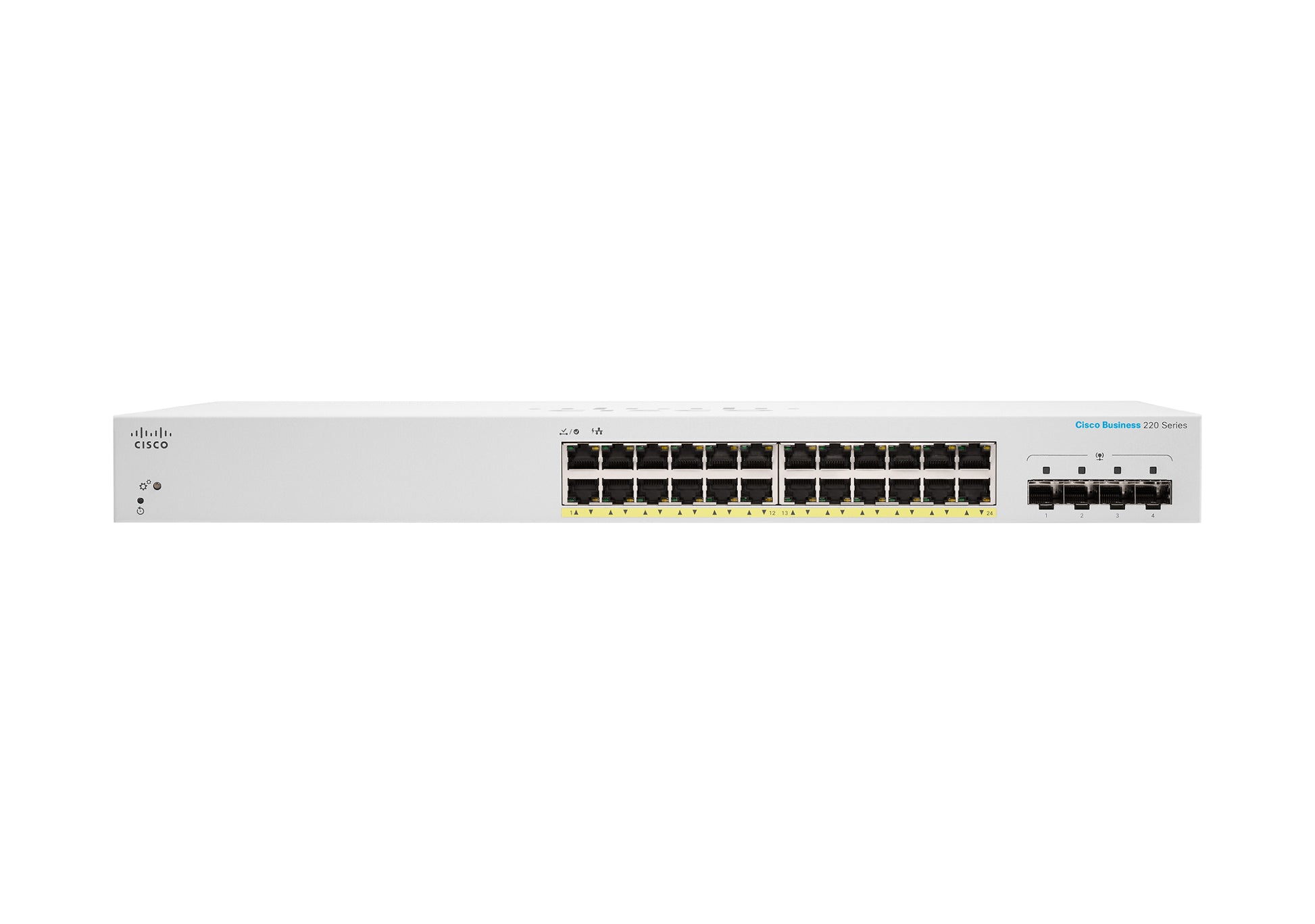 Cisco CBS220-24FP4GEU-RF – Managed Switch – 24×GbE, 4×SFP, L2, PoE+ 382 W, 1U