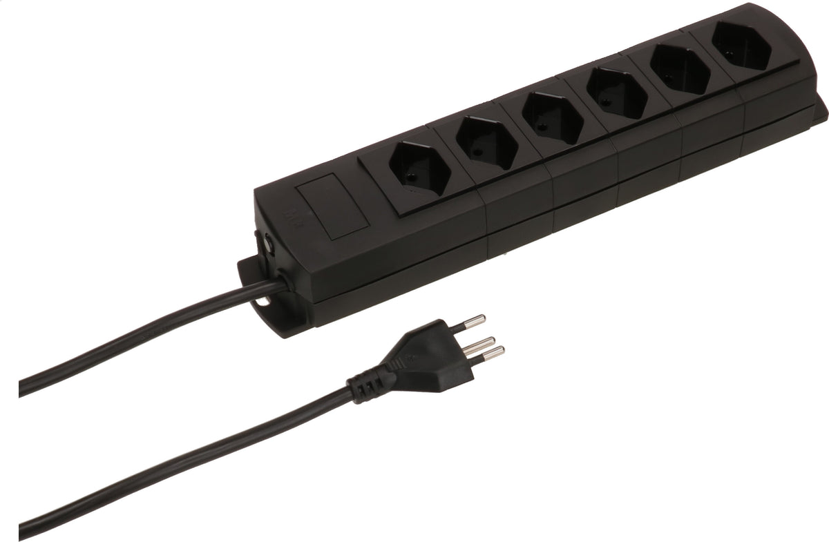 Max hauri split Max Hauri Prime Line Steckdosenleiste, 6×T13, 3 m, Eingang T12, Befestigungslaschen, Überstromschutz – schwarz