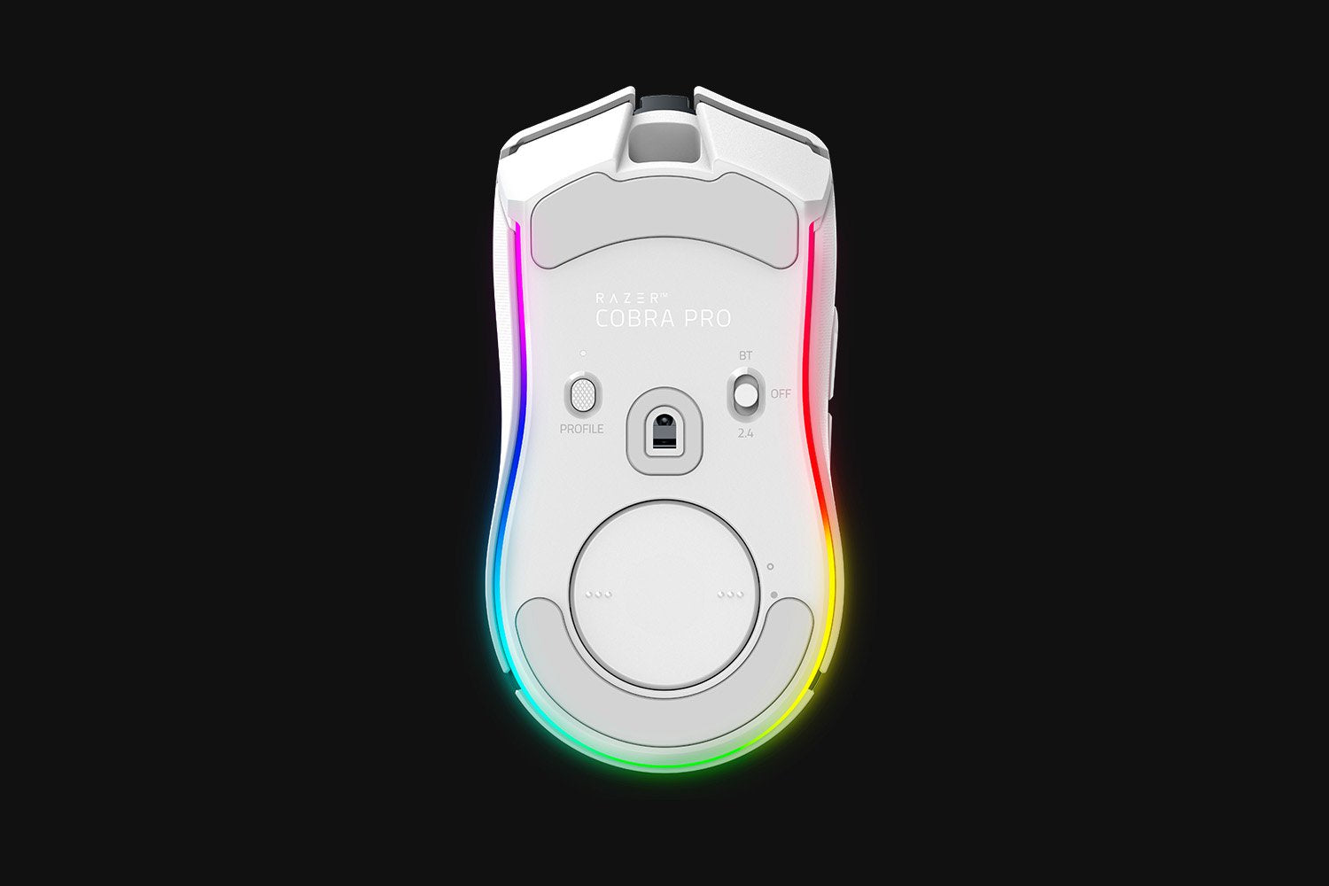 Razer Cobra Pro Gaming-Maus – kabellos, USB-C, 30'000 dpi, 8 Tasten, für Rechtshänder, RGB-Beleuchtung, weiss