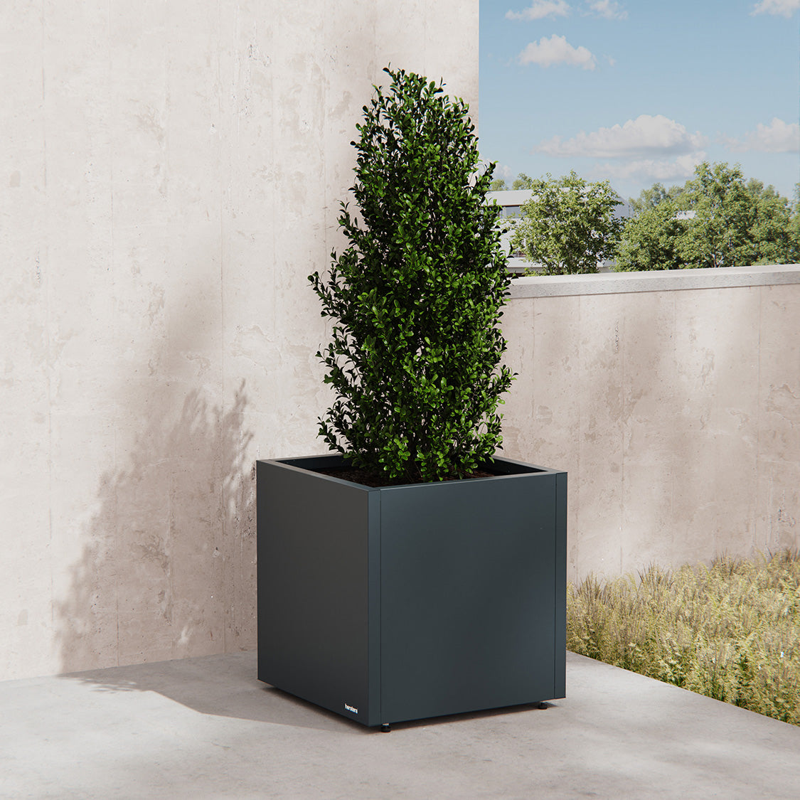 Herstera Pflanzgefäss – 50 × 50 × 50 cm – verzinkter Stahl, weiss