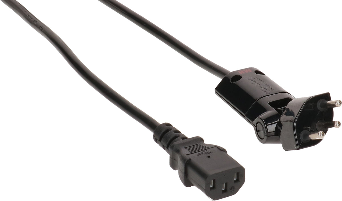 Max Hauri AG Max Hauri Netzkabel – T12 clip-clap–IEC C13, 2 m, 230 V/10 A, schwarz