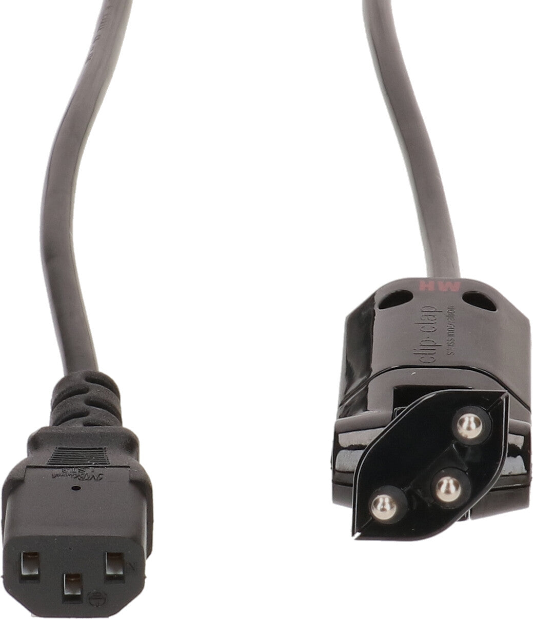 Max Hauri AG Max Hauri Netzkabel – T12 clip-clap–IEC C13, 2 m, 230 V/10 A, schwarz