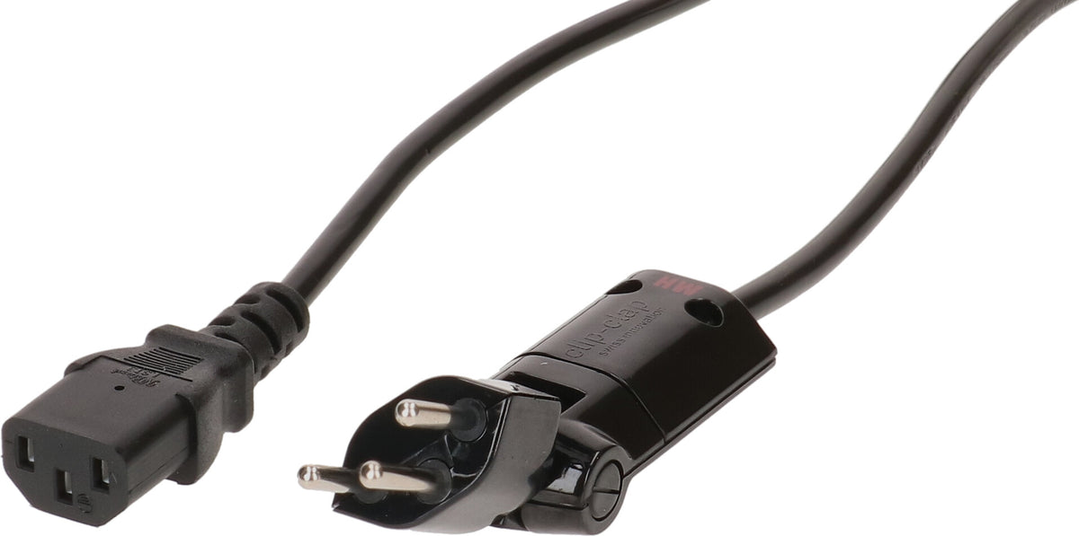 Max Hauri AG Max Hauri Netzkabel – T12 clip-clap–IEC C13, 2 m, 230 V/10 A, schwarz