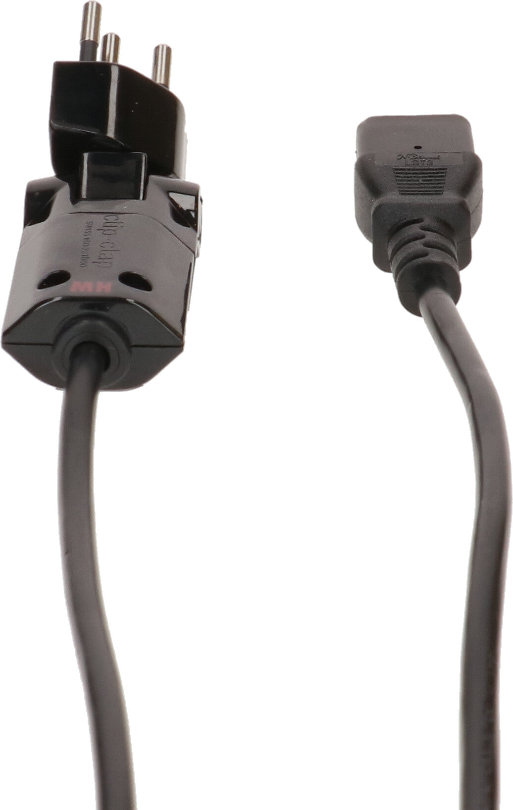 Max Hauri AG Max Hauri Netzkabel – T12 clip-clap–IEC C13, 2 m, 230 V/10 A, schwarz