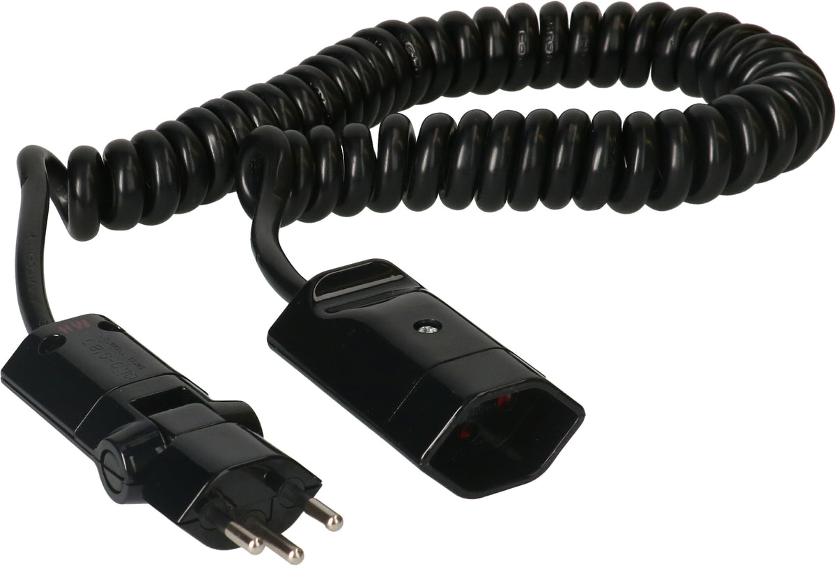 Max Hauri AG Verlängerungskabel – T12–T13, 0,6 m, spiralisiert, 3×1 mm², schwarz