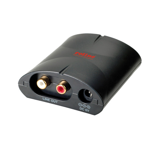 ROLINE Digitaler Audiokonverter – Toslink zu Cinch (RCA) – 24 bit, 192 kHz – extern – Schwarz